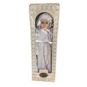 VintageHTF Emerald Doll Collection Porcelain Nun Doll White Novice Habit NIB 16"